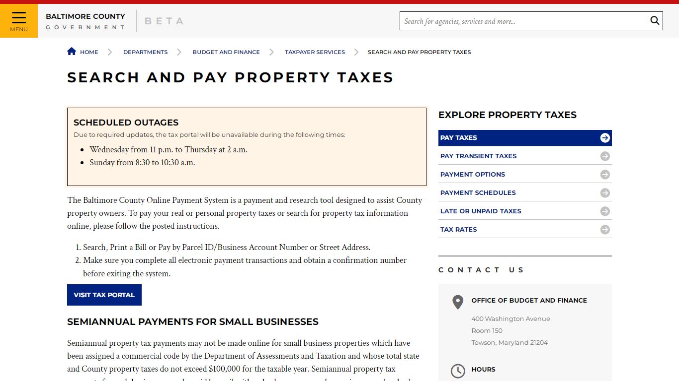 Search and Pay Property Taxes - Baltimore County, Maryland